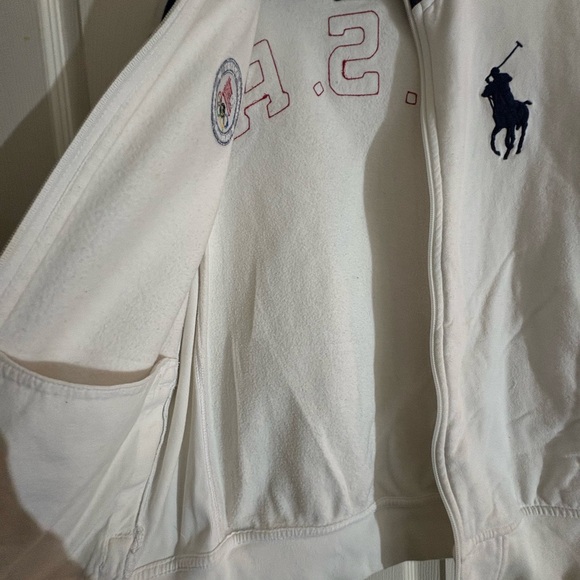 Polo by Ralph Lauren White and Navy Bomber Jacket - Picture 6 of 7